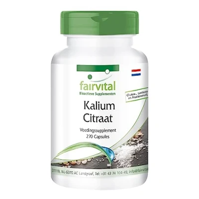 Afbeelding van Fairvital Kaliumcitraat capsules HOOG GEDOSEERD 300mg kalium per capsule VEGAN citraat 270