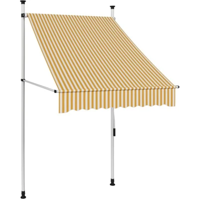 Afbeelding van vidaXL Luifel handmatig uittrekbaar 100 cm oranje en witte strepen