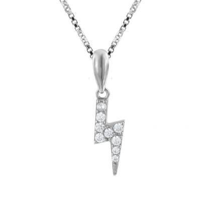 Afbeelding van Zilveren ketting dames met hanger, bliksemschicht kristallen