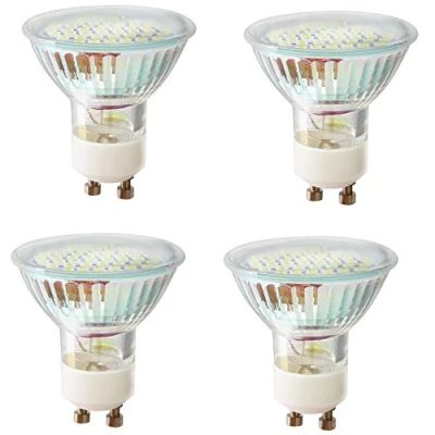 Afbeelding van 4 stuks LED GU10 lampen, koud wit 6000K 2.5W lamp spot 270lm, AC 220V, SMD 120 glas met beschermglas