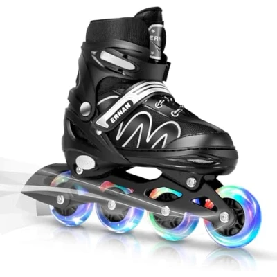 Afbeelding van ERNAN Inline Skates, Verstelbare Light Up Kids Skates voor Jongens en Meisjes, Rolbladen Kinderen Jeugd, Beginner (Whtie, L)