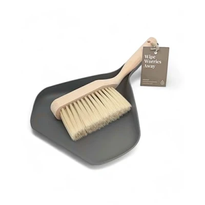 Afbeelding van LIVLIG veegschep set, bezem en set van gerecycled uv bestendig kunststof berkenhout, veegset kleur: antraciet