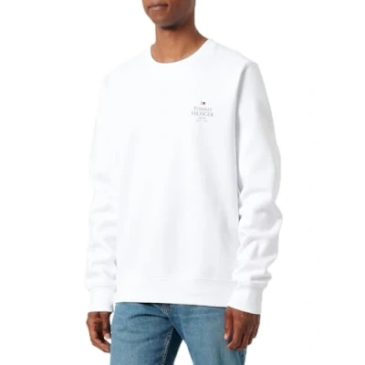 Afbeelding van Tommy HILFIGER Heren STACK SWEATSHIRT MW0MW35524, Pullover Sweatshirt, Wit, XXXL, Wit (wit), 3XL grote maten