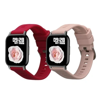 Afbeelding van kwmobile 2x horlogebandjes geschikt voor Popglory P66 22mm bandje Smartwatch bandjes van TPU Activity tracker horloge band in bordeauxrood / oudroze