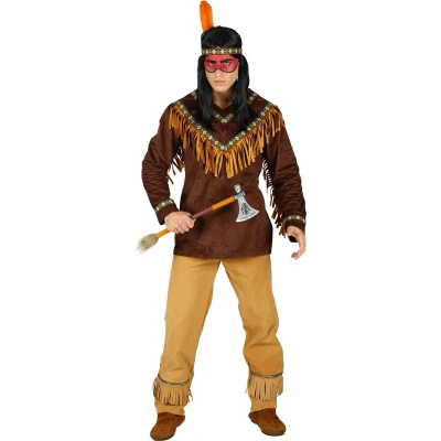 Afbeelding van Widmann Indiaan Kostuum Genadeloze Biloxi Krijger Man Bruin Medium Carnavalskleding Verkleedkleding