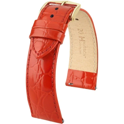 Afbeelding van Hirsh Horlogeband Crocograin Rood Leer 14mm