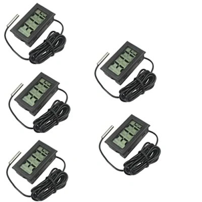 Afbeelding van Fasizi 5Pcs Digitale LCD Thermometer Temperatuurmonitor met Externe Sonde Voor Koelkast Vriezer Aquarium Zwart
