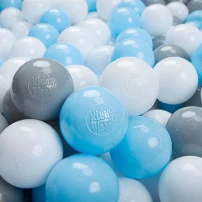Afbeelding van KiddyMoon Kinderballen voor ballenbad baby speelballen plastic ballen Ø 7 cm Made in EU, grijs/wit/babyblauw, 200 /