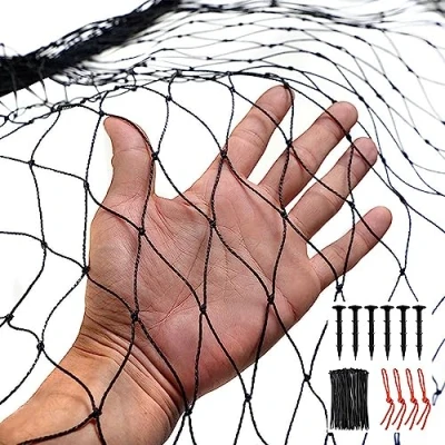 Afbeelding van RATSTONE Vogelnet (7,5 m x 7,5 m), 25 mm Extra Sterk Geweven Net, Fruitboomnet, Kattennet, Dicht Bladnet Met Kabelbinders, Herbruikbaar