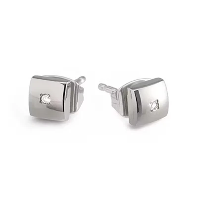 Afbeelding van Boccia 05050 02 Oorknoppen titanium diamant 0,025 ct zilverkleurig wit