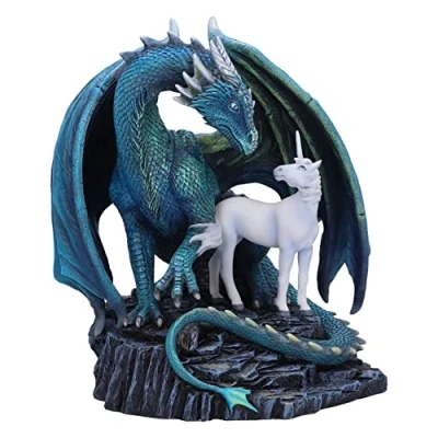 Afbeelding van Nemesis Now Protector of Magick 17 cm, hars, Lisa Parker beschermer van magie beeldje, eenhoorn en draak ornament, exclusief fantasiekunstwerk, gegoten in de fijnste handgeschilderd