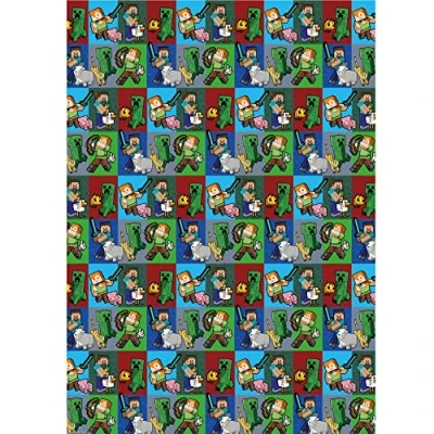 Afbeelding van Officiële Minecraft cadeauverpakking, 2 vellen labels, geschenkverpakking voor geschenken, officieel gelicentieerde