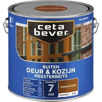 Afbeelding van Ceta Bever Transparant Meesterbeits Deur &amp; Kozijn 009 Donker Eiken Glans 2,5 liter Blanke lak Beits