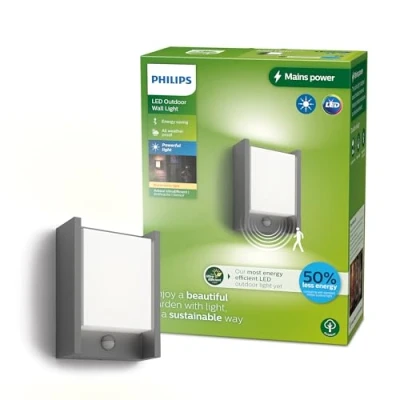 Afbeelding van Philips Arbour 8720169263833 LED buitenlamp met bewegingsmelder (wand) 3.8 W Antraciet