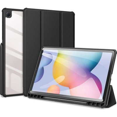 Afbeelding van Samsung Galaxy Tab S6 Lite Hoes: Dux Ducis Toby Bookcase Shockproof/Valbescherming Zwart Kunststof Tablet Hoezen