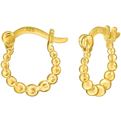 Afbeelding van JoyS Zilveren oorringen 10 mm / 2.7 Dots Franse sluiting balletjes bolletjes 14k goudplating goldplated
