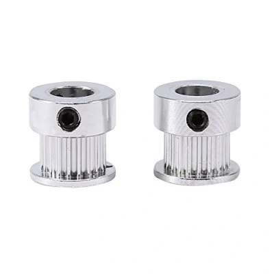 Afbeelding van 2 aluminium tandriemen riemschijven timing katrol GT2 20 tanden flens synchrone wiel 8 mm boring voor printer