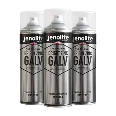 Afbeelding van JENOLITE Bright Zinc Galvanising Aerosol Spray Paint All in One Primer &amp; Topcoat 3 x 500ml (Superieure bescherming tegen roest en corrosie)