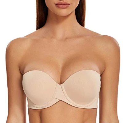 Afbeelding van MELENECA VROUWEN Opdrukken Strapless BH Gewatteerde Beker met Beugel Beige 75B