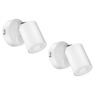 Afbeelding van ledscom.de 2 wandspot WAIKA, éénvlamig, met schakelaar, GU10, wit mat, incl. 468lm LED GU10 lamp, warm