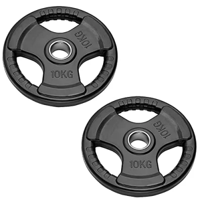 Afbeelding van Paar Olympische halterschijven voor lange halters en halters, boorgaten van 50 mm met rubber beklede gewichtsschijven 2,5 kg tot 20 (2 schijven 10 kg)