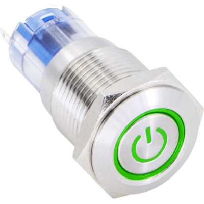 Afbeelding van TRU COMPONENTS 1303021 LAS2GQF 11ET/G/12V/S/P Druktoets 48 V/DC 2 A 1x aan/(aan) Moment Groen IP65 1 stuk(s)