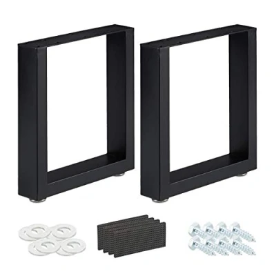 Afbeelding van Relaxdays tafelonderstel 2 stuks, BxH: 40x43 cm, tafelpoten bureau metaal, eettafel, salontafel, industrieel, zwart