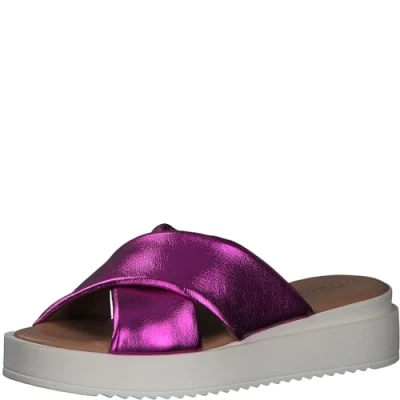 Afbeelding van Tamaris Muiltjes met hak, Dames, Maat: 38, Fuxia metallic Leer