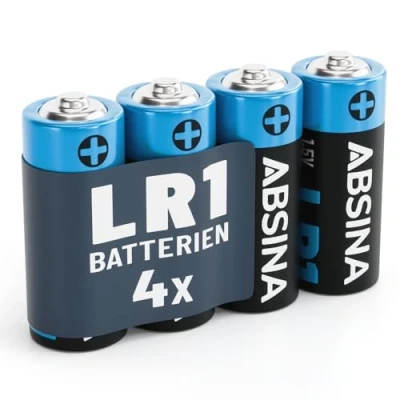 Afbeelding van ABSINA 4 x batterij LR1 N Lady voor garagedeuropener, rekenmachine en nog veel meer 1,5 V alkaline lekvrij met lange houdbaarheid
