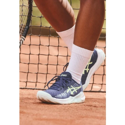 Afbeelding van Asics Gelchallenger 14 CLAY Tennisschoenen voor kleibanen, Dames, Maat: 37.5, Blue expanse/illuminate yellow Hoogwaardig imitatieleer