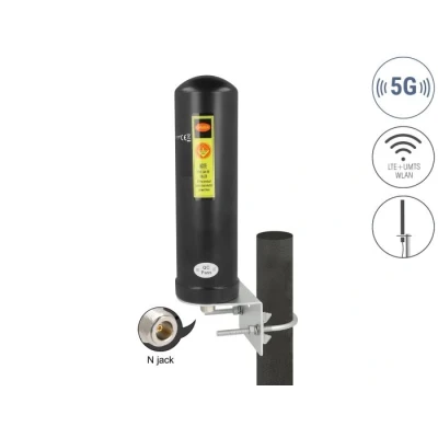 Afbeelding van Delock 5G LTE Antenna N jack 3 5 dBi omnidirectional wall and pole mounting outdoor black