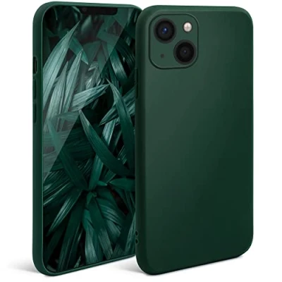 Afbeelding van Moozy Minimalist Series Siliconen Hoes voor iPhone 13, Middernacht Groen Matte Afwerking Slanke Zachte Lichtgewicht Beschermhoes Telefoonhoesje TPU Silicone Case Cover