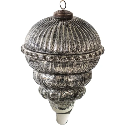 Afbeelding van Clayre &amp; Eef Kerstbal XL Ø 14 cm Zilverkleurig Glas Kerstdecoratie