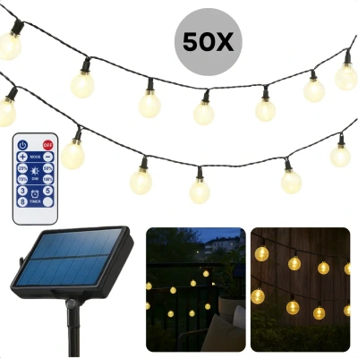 Afbeelding van Cheqo Solar Lichtslinger Lichtsnoer Buitenverlichting op Zonne Energie LED Tuinverlichting Sfeerverlichting Buiten War