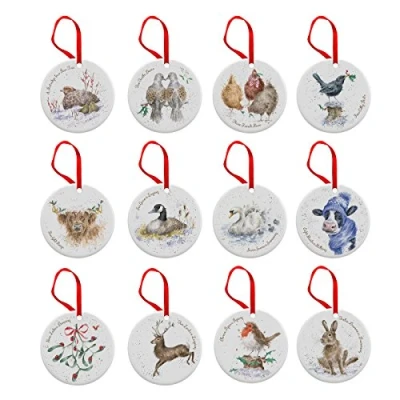 Afbeelding van Portmeirion Home &amp; Gifts WN4023 XG Wrendale 12 dagen kerstversiering, Bone China, veelkleurig, 0,5 x 7 cm