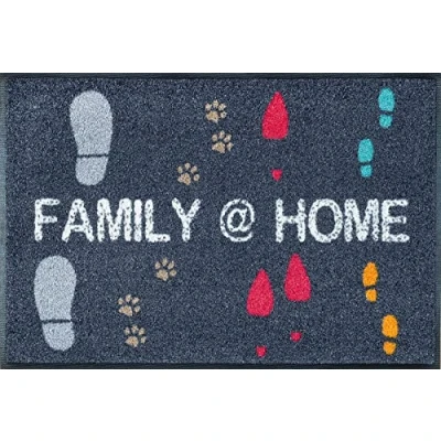 Afbeelding van wash+dry by Kleen Tex Mat Family @ Home Inloopmat, met quote, geschikt voor binnen en buiten, wasbaar
