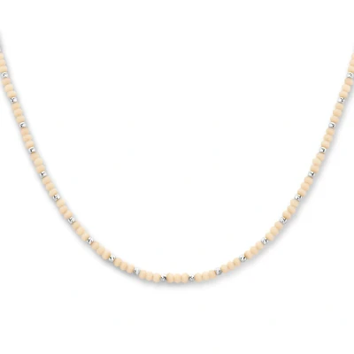 Afbeelding van zilver gerhodineerd collier bolletjes gediamanteerd en zachtgeel glas 3,0 mm 41 + 4 cm 1336417 horloge Zilverkleur 45