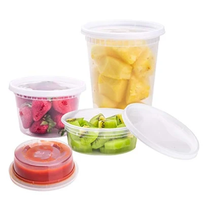 Afbeelding van TashiBox [8 oz, 16 32 oz,48 sets, 16Sets elke maat] Plastic voedselopslagcontainers met deksels luchtdicht, BPA vrij, magnetron/vaatwasser/vriezer veilig