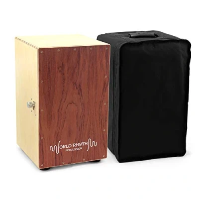 Afbeelding van World Rhythm Brown Cajon Box Drum met verstelbare Snare &amp; Gewatteerde tas