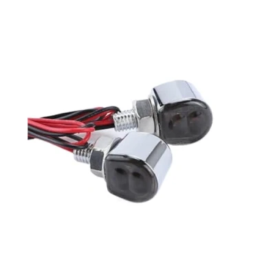 Afbeelding van Motor Richtingaanwijzers Voor Bobber 12V 8mm Mini LED Motorfiets Richtingaanwijzer Blinker Lights Amber Knipperlicht Flasher Universele Indicatoren(1 Pair Chrome)