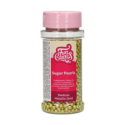Afbeelding van FunCakes Suikerparels Medium Metallic Goud 80g Eetbare Taartdecoratie