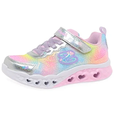 Afbeelding van Skechers Meisjes 302315l Smlt Sneaker, Zilver synthetisch gaas, 28 EU