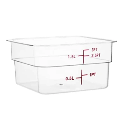 Afbeelding van Vogue CF020 Vierkante Opslag Container 1.5Ltr Clear Meten Voedsel Diepvriezer Tubs