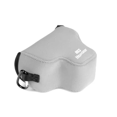 Afbeelding van MegaGear Neopreen cameratas voor Canon EOS R100 (18 45 mm) stijlvolle en beschermende tas digitale fotografie, grijs,
