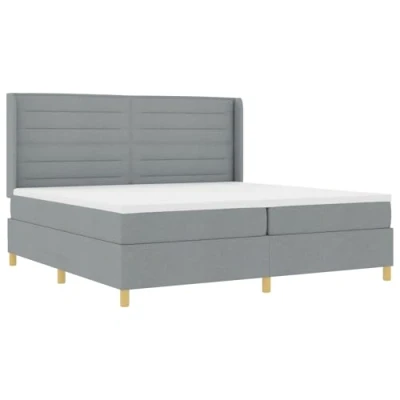 Afbeelding van vidaXL Boxspringbed met Matras &amp; LED Lichtgrijs 200x200 cm Stof
