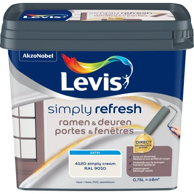 Afbeelding van Levis Simply Refresh Ramen &amp; Deuren Satin Cream (Ral 9010) 0.75L