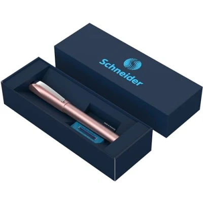 Afbeelding van Schneider Ceod Shiny Rollerball Set in kartonnen etui (incl. standaard inktpatronen, voor rechts en linkshandigen) poeder roze