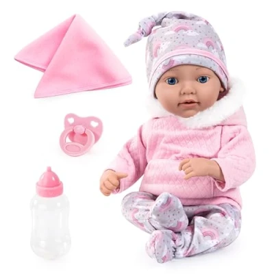 Afbeelding van Bayer Design 93827AC reborn pop, pasgeboren babypop, levensecht, realistische, fopspeen, fles, knuffeldeken