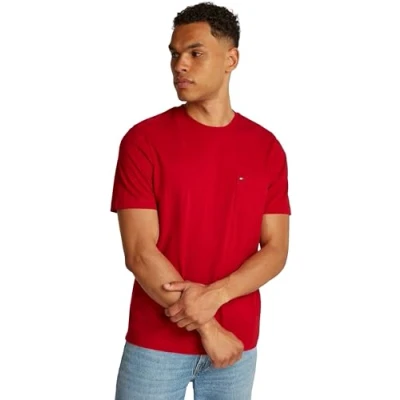 Afbeelding van Tommy Hilfiger Essential Solid Pocket TEE Tshirt basic, Heren, Maat: XL, Medium red