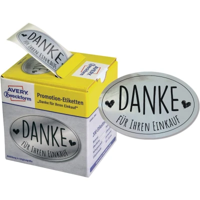 Afbeelding van AVERY Zweckform Promotie etiketten &#039;Dank u&#039;, zilver